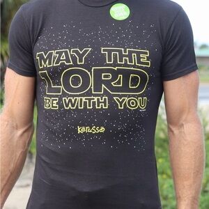 Gildan Black Kids T-Shirt with Yellow Star Wars Inspired Print